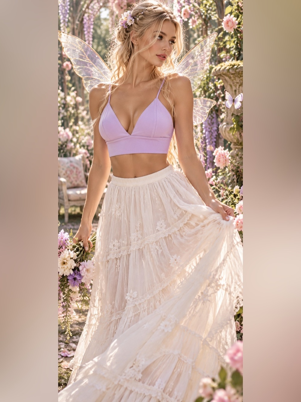 Alice+Olivia Lavender Denim Bralette Size 6